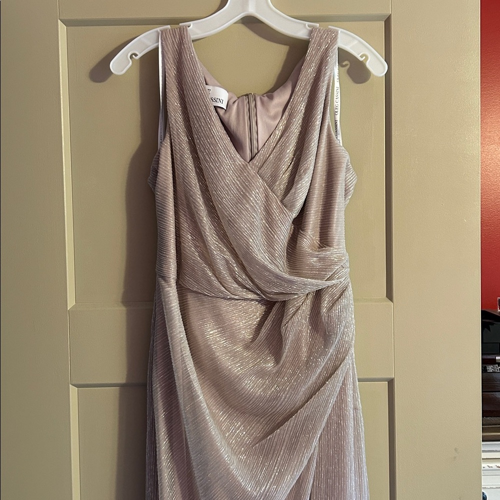 Oleg Cassini Gold Draped Dress - Picture 2 of 9